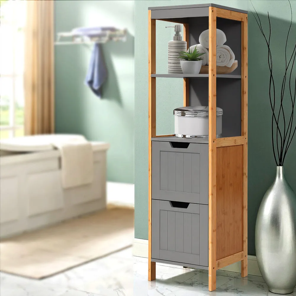 Two Tone Bathroom Tallboy Storage Cabinet Cupboard Shelves Kitchen Grey