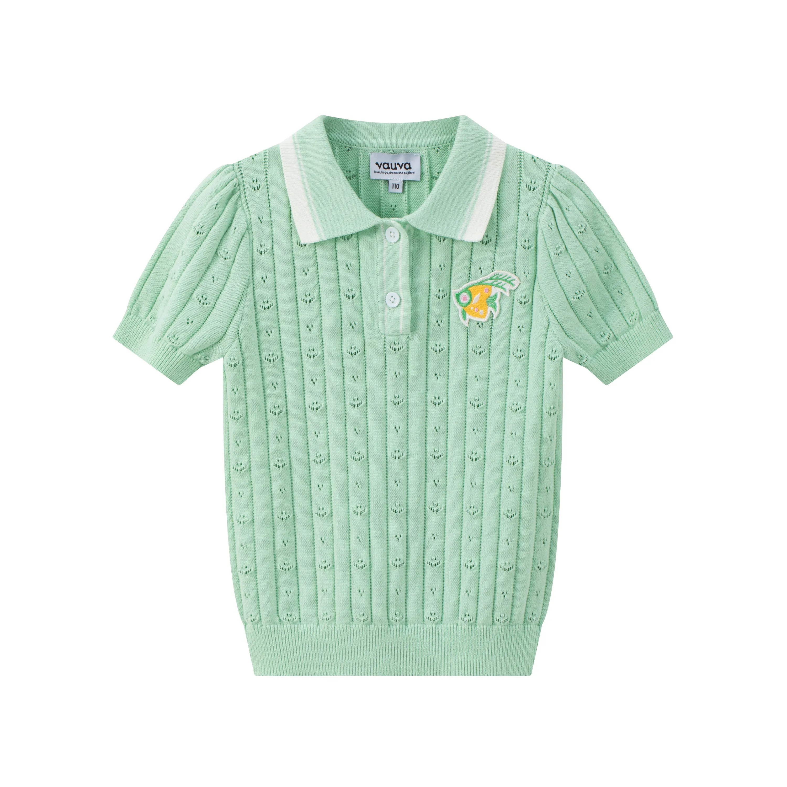 Vauva SS24 - Girls Knitted Polo Sweater (Pastel Green)