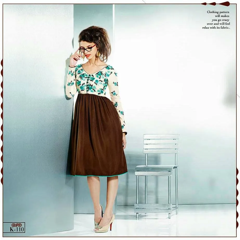 White & Brown Woolen Kurti