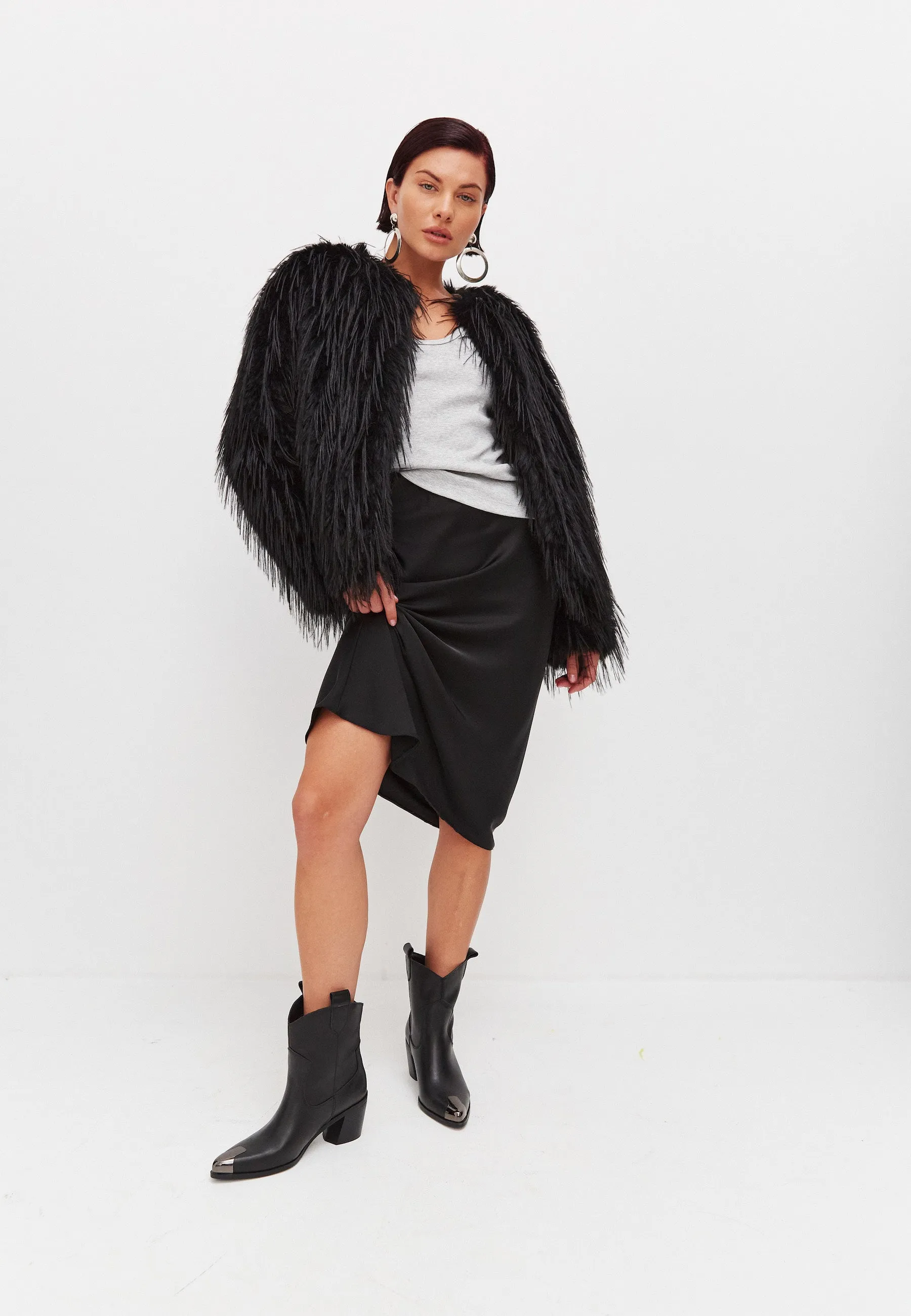 Winter Faux Fur Jacket - Black