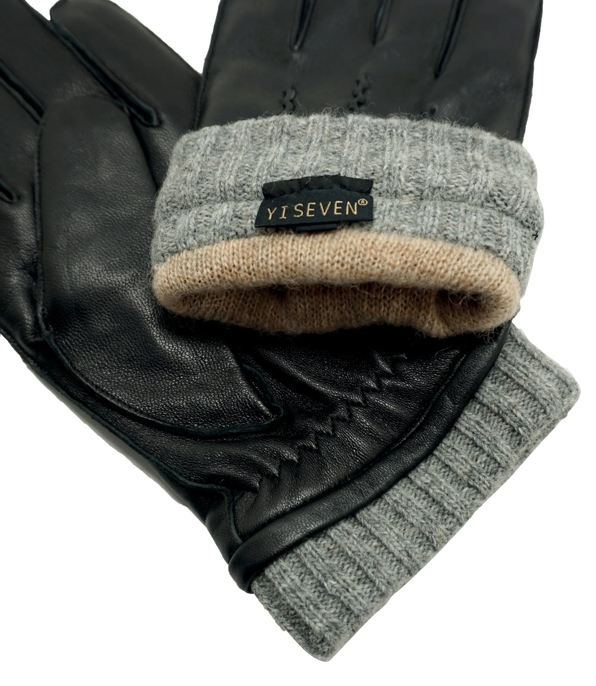 YISEVEN Winter Men’s   Sheepskin Leather Gloves