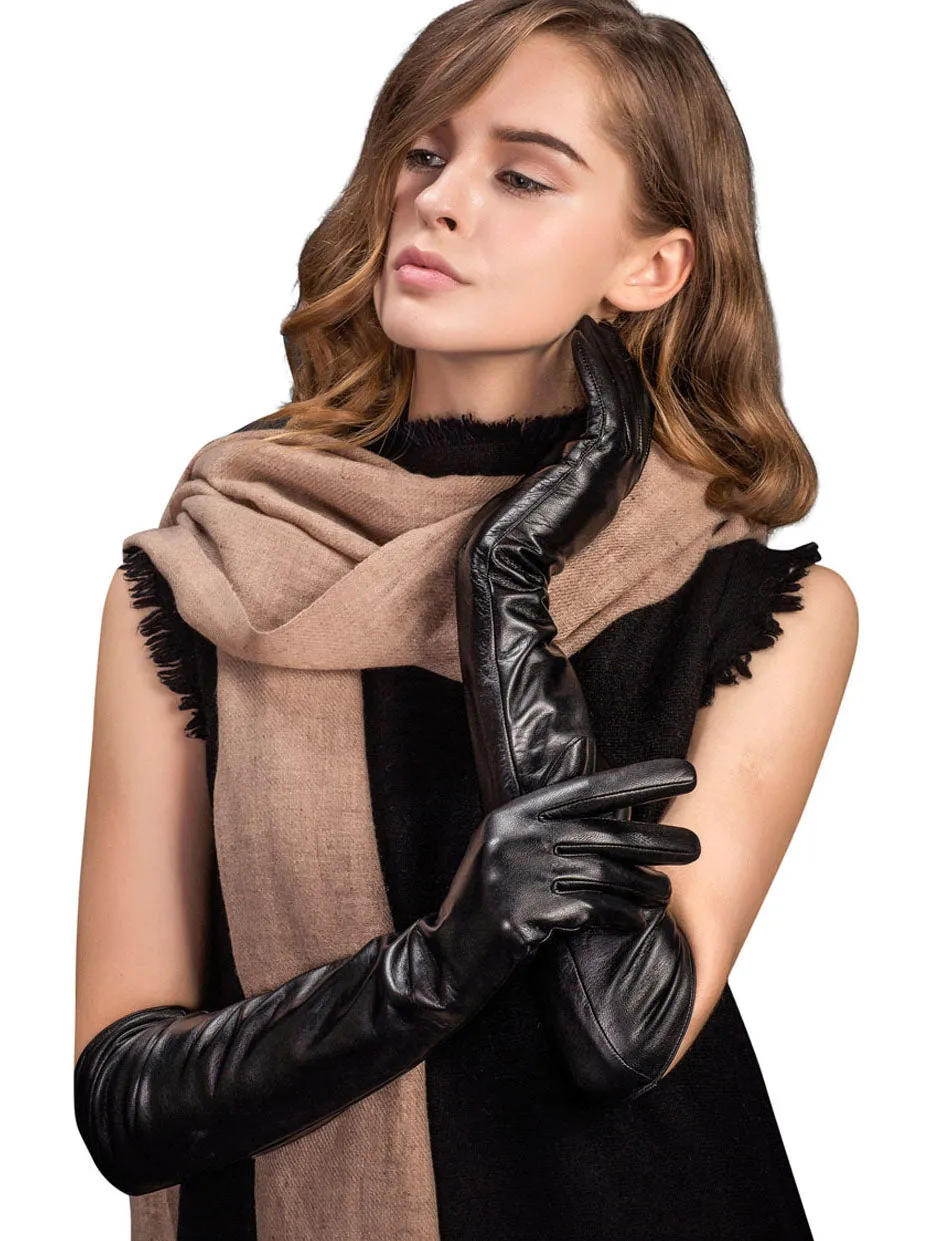 YISEVEN Women Touchscreen Long Opera Leather Gloves